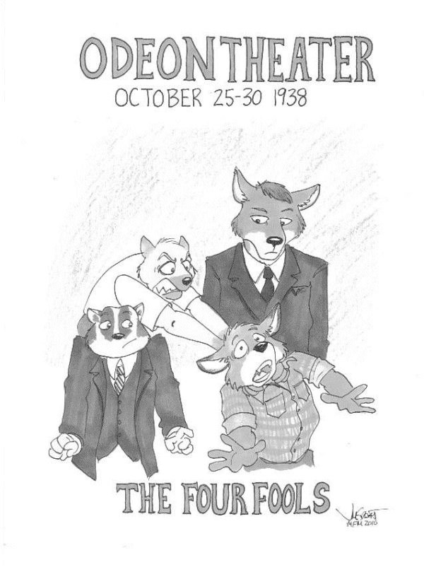 The Four Fools at the Odeon Theater - Art by Jim Groat - Characters by Walt Reimer