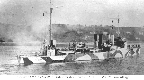 USS Caldwell in 'dazzle' camoflage 1918