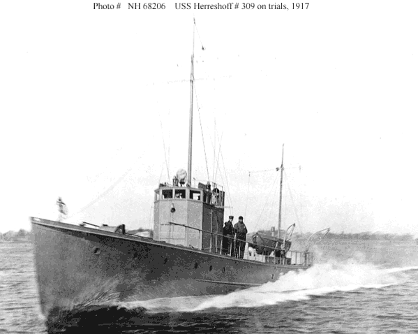 The RINS patrol boat "Emma Goldman" at speed. A modified public domain photo