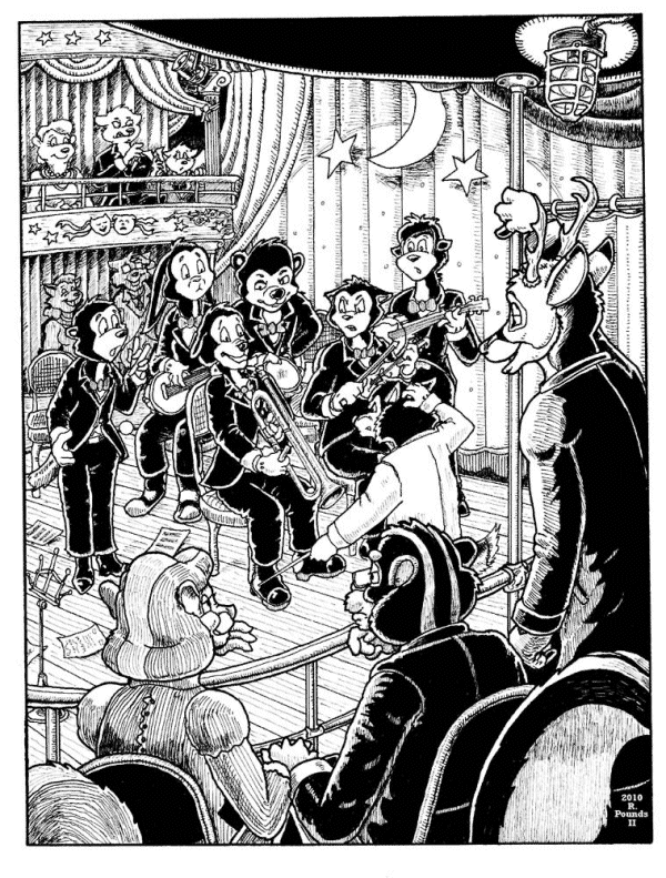 Marder's Merry Minstrels - performing on the showboat 'Sampson' - from "Felix Ex Machina" by E. O. Costello