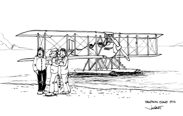 "Spontoon Island 1922" (Avro strutter floatplane) - art by Jim Groat