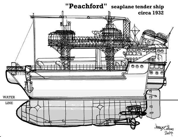 "Peachford" - Seaplane-tender Ship - by Jerry Collins