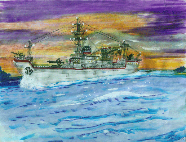 Armed Seaplane-Tender Navy ship - by Jerry Collins
