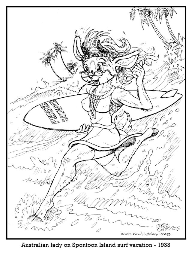 Aussie Goat-Lady on Vacation - Concept & art by Jerry
          Collins - Iniking by Ken Fletcher