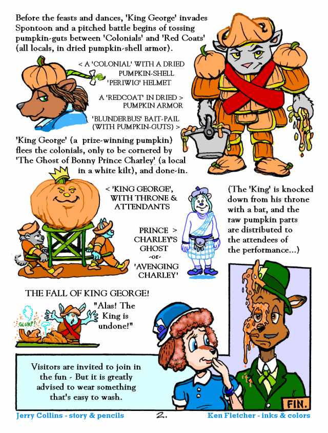 "The Great Pumpkin Battle" page 2 (Spontoon Island) - idea & pencil art by Jerry Collins - edit, inks, & colors by Ken Fletcher