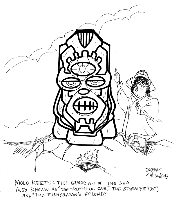 Tiki sketch - Molo Keetu, Guardian of the Sea - by Jerry Collins