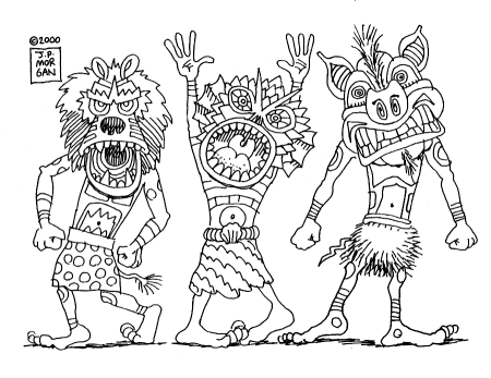 Male masked dancers - by J.P. Morgan