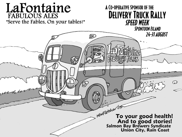 Delivery Truck - LaFontain Fabulous Ales - Rain Island - Speed Week Sponsor - by Ken Fletcher