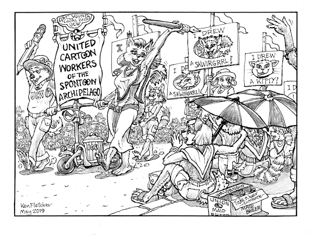 May
                                      Day parade 1935 - Spontoon
                                      Archipelago local of the United
                                      Cartooners' Union - by Ken
                                      Fletcher