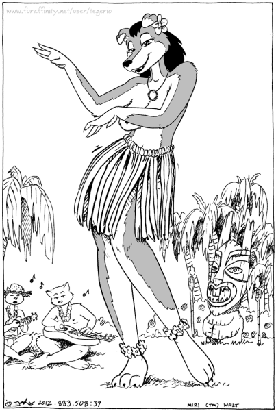 Miri doing a hula (Miri Milikonu) - Art by Tegerio, character by Walt Reimer