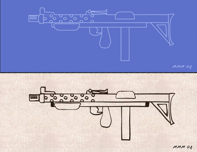 An automatic weapon design - drafted by M. Mitchell Marmel