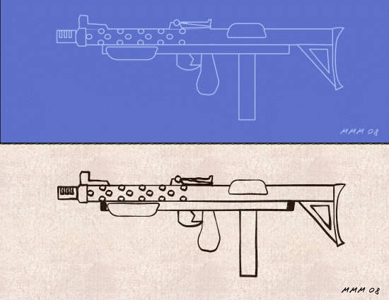 weapon plans - drafted by Mitch Marmel from plans by Walt Reimer