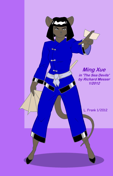 Ming Xue, pharmacy assistant to Wu Hsing Yun - from 'The Sea Devils' - art by L. Frank, character by Richard Messer