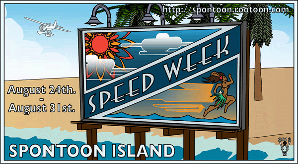 Speed Week Billboard on
                                        beach - by Warren Hutch