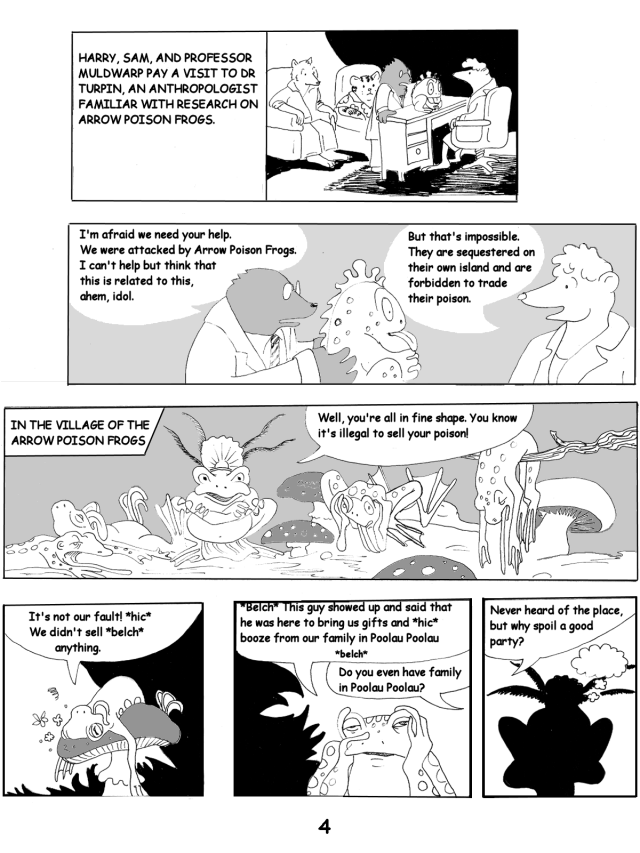 "The Adventure of the Arrow Poison Frogs" Page 4 (small) - by Giovanna Fregni