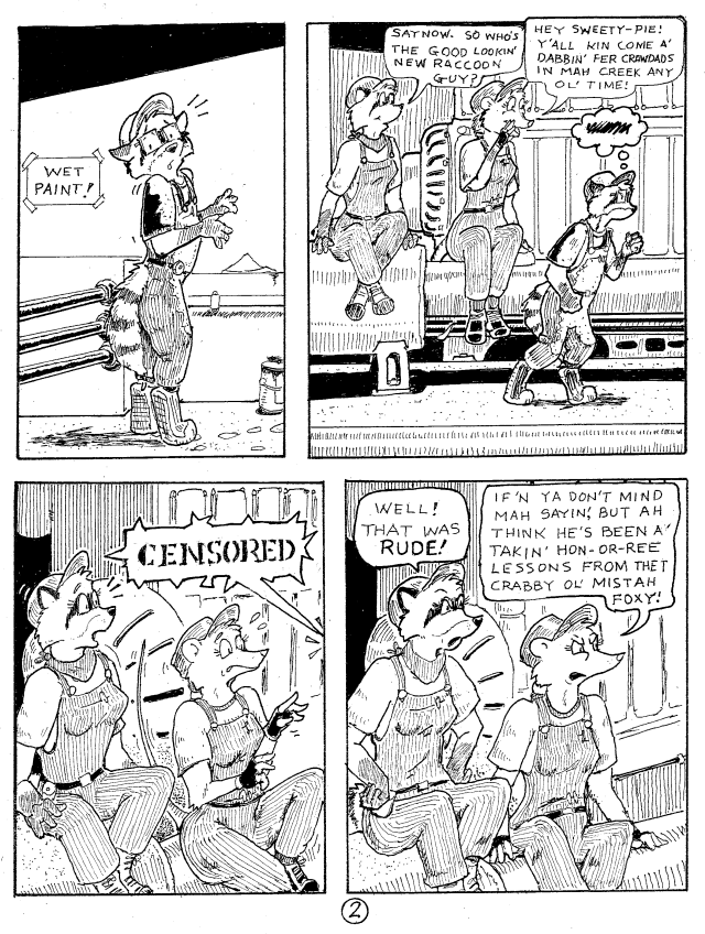Steamfox comic "Well Sooted Part 1" or "Ashpan Racoon" page 2 - by Roy D. Pounds II