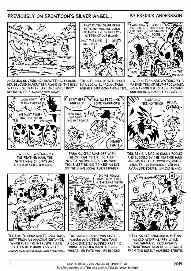 Preivously in Spontoon's Silver Angel (post-part 2 summary) - comic strip by Fredrik Andersson