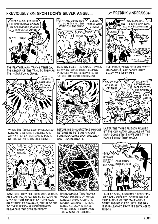 "Previously on Spontoon's Silver Angel" (page 2) - comic strip by Fredrik Andersson