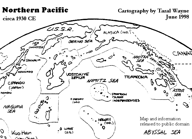 Northern Pacific (Nimitz Sea) in the Spontoon Island setting - cartography by Taral Wayne