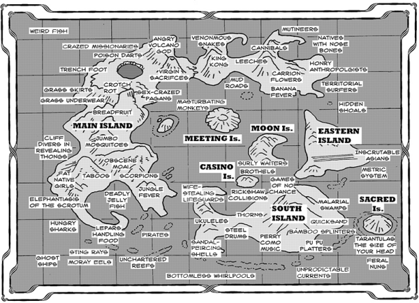 Pessimist's Map of Spontoon Island - by Dennis Clark