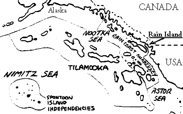 Map: Rain Island in relation to Spontoon Islands