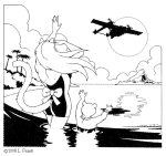1998 Spontoon zine art (waving at seaplane) (thumbnail) - by L. Frank
