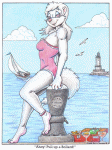 "Millie at the Seaside" pinup (thumbnail) by Roy D. Pounds II